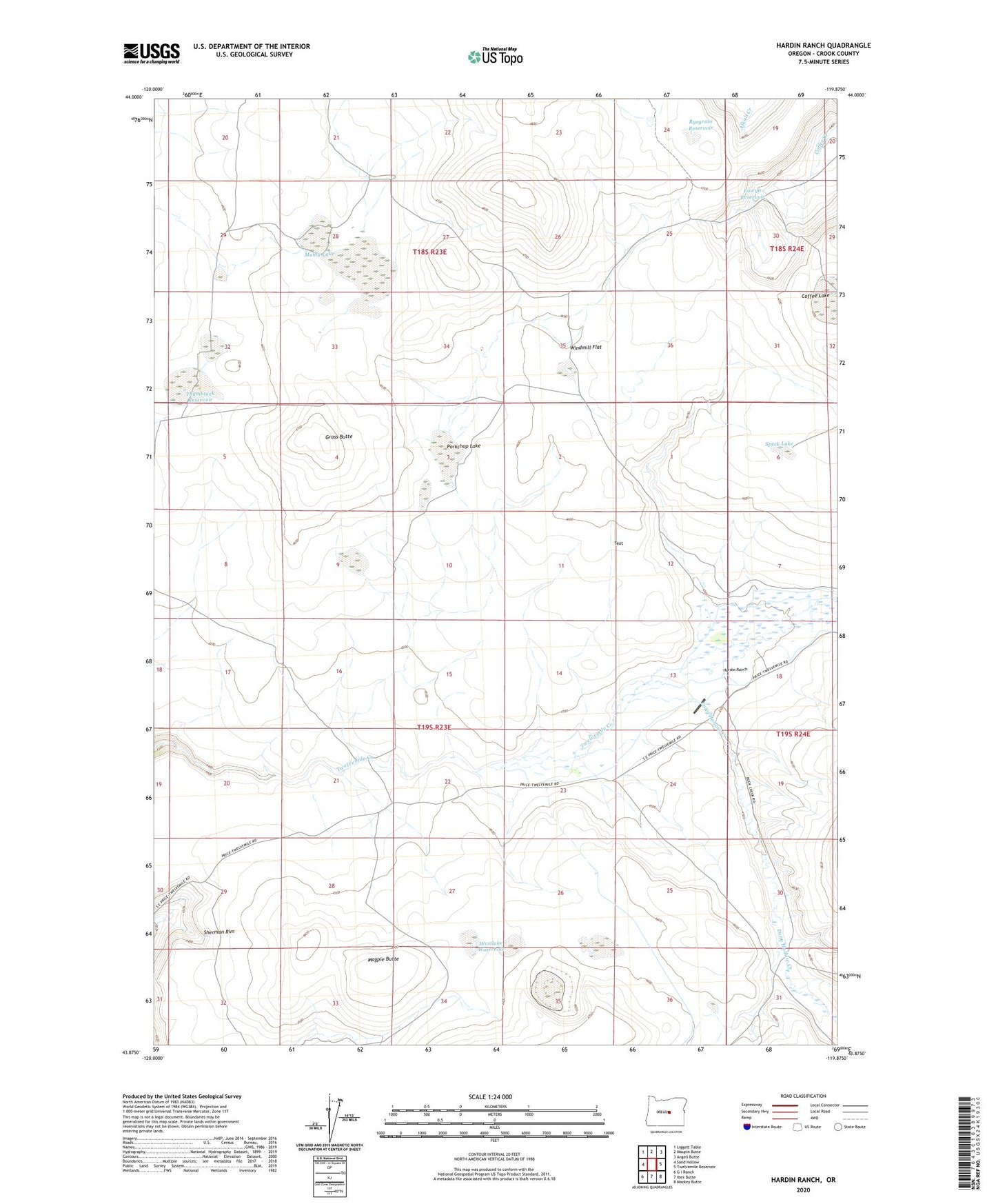 Hardin Ranch Oregon US Topo Map Image