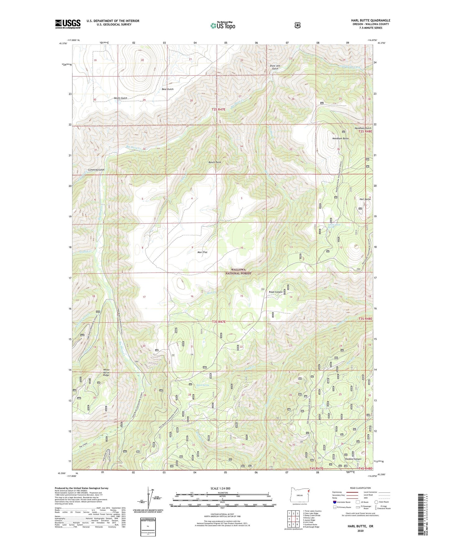 Harl Butte Oregon US Topo Map Image
