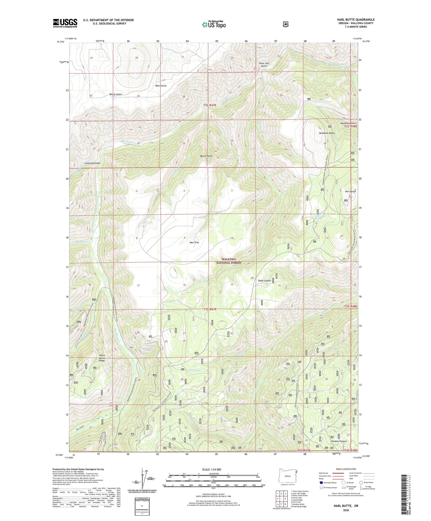 Harl Butte Oregon US Topo Map Image