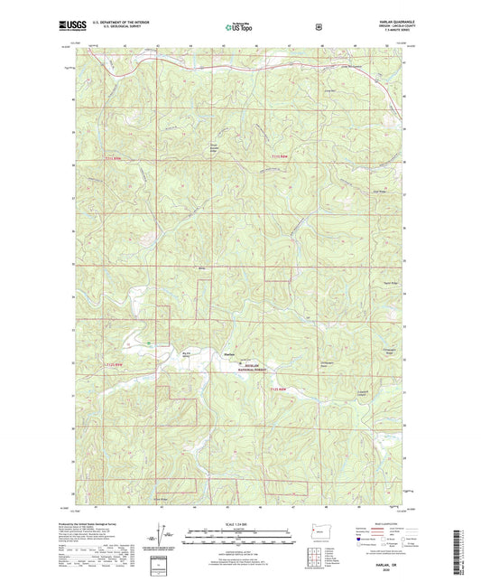 Harlan Oregon US Topo Map Image