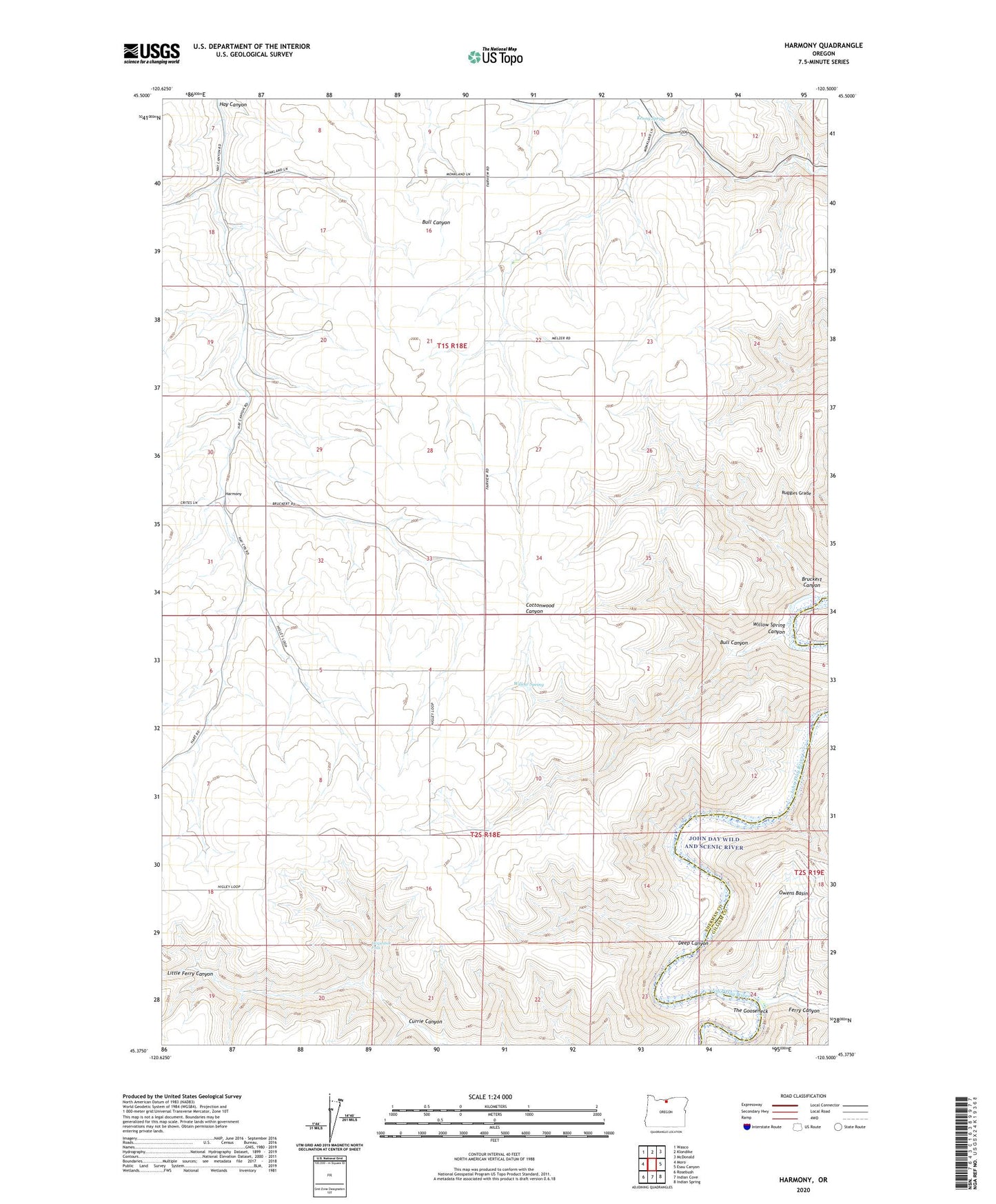 Harmony Oregon US Topo Map Image