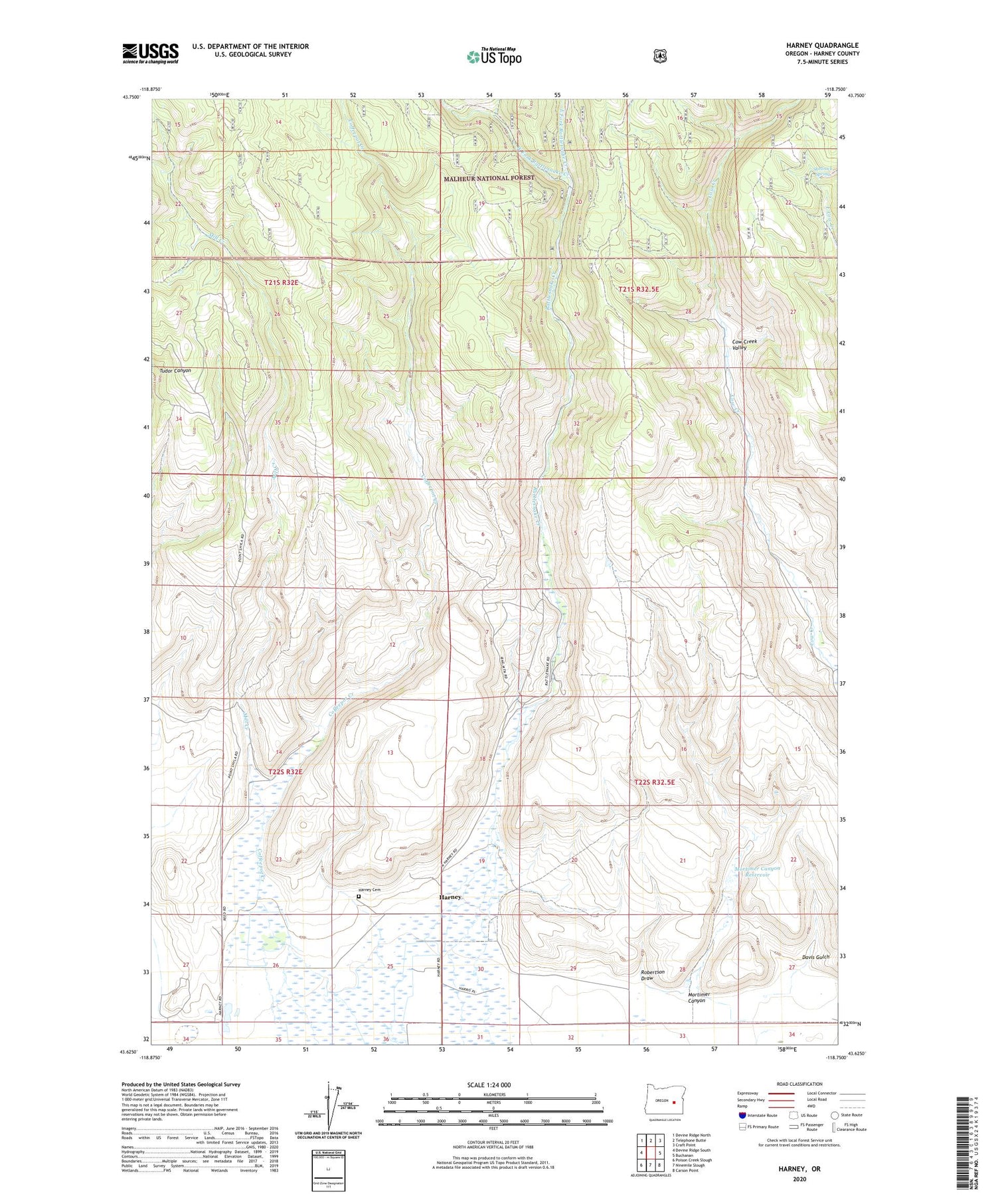 Harney Oregon US Topo Map Image