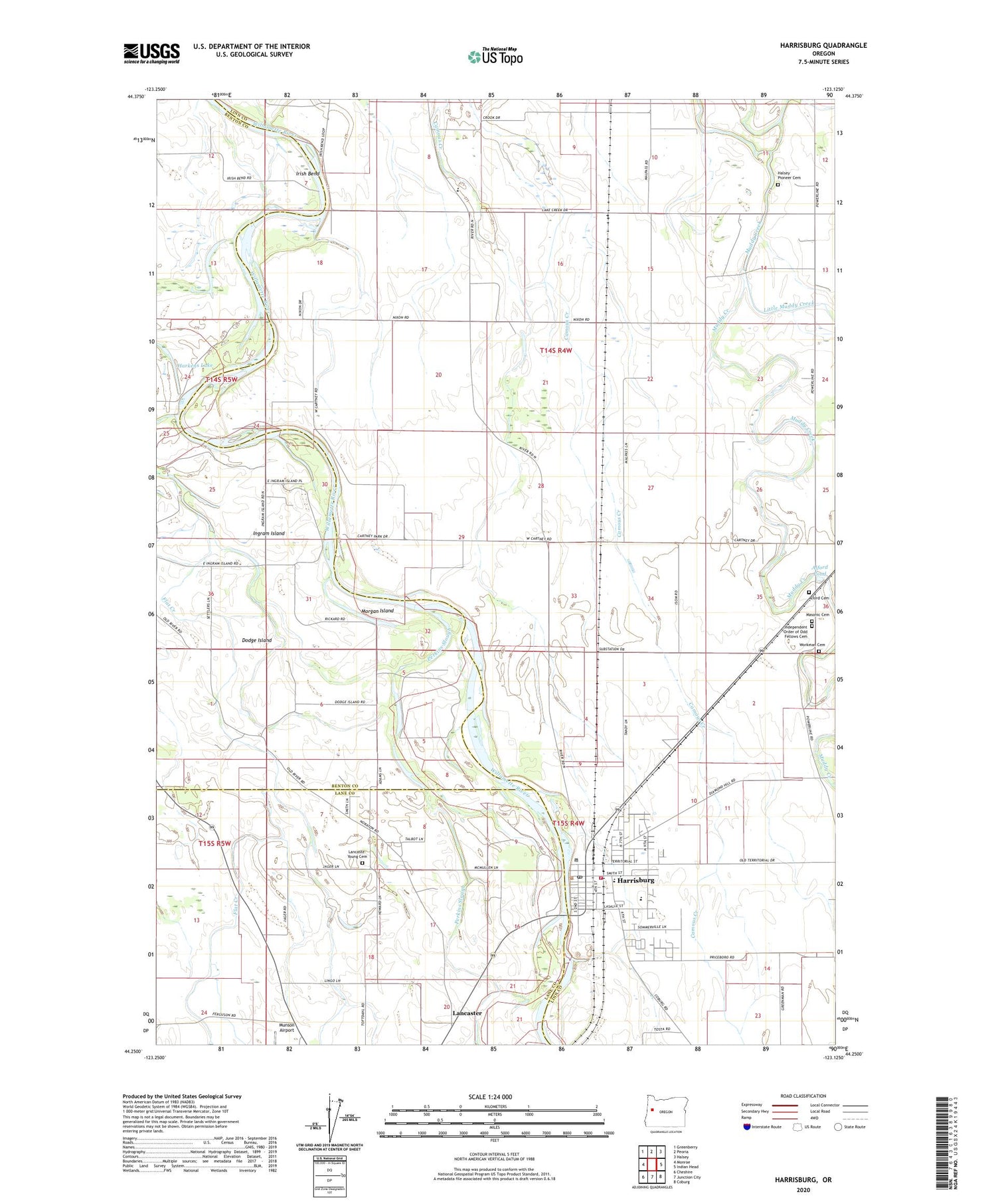 Harrisburg Oregon US Topo Map Image