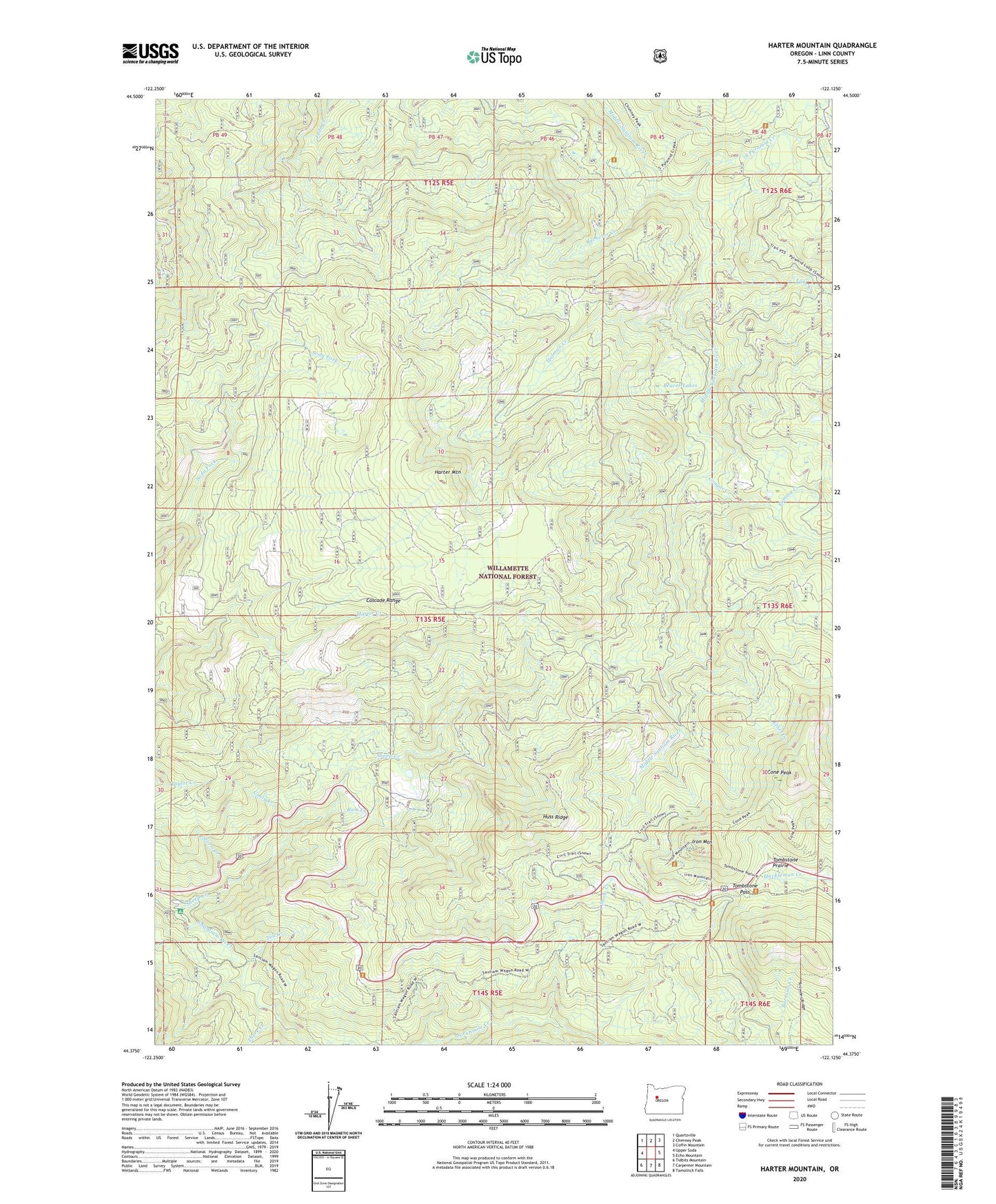 Harter Mountain Oregon US Topo Map Image