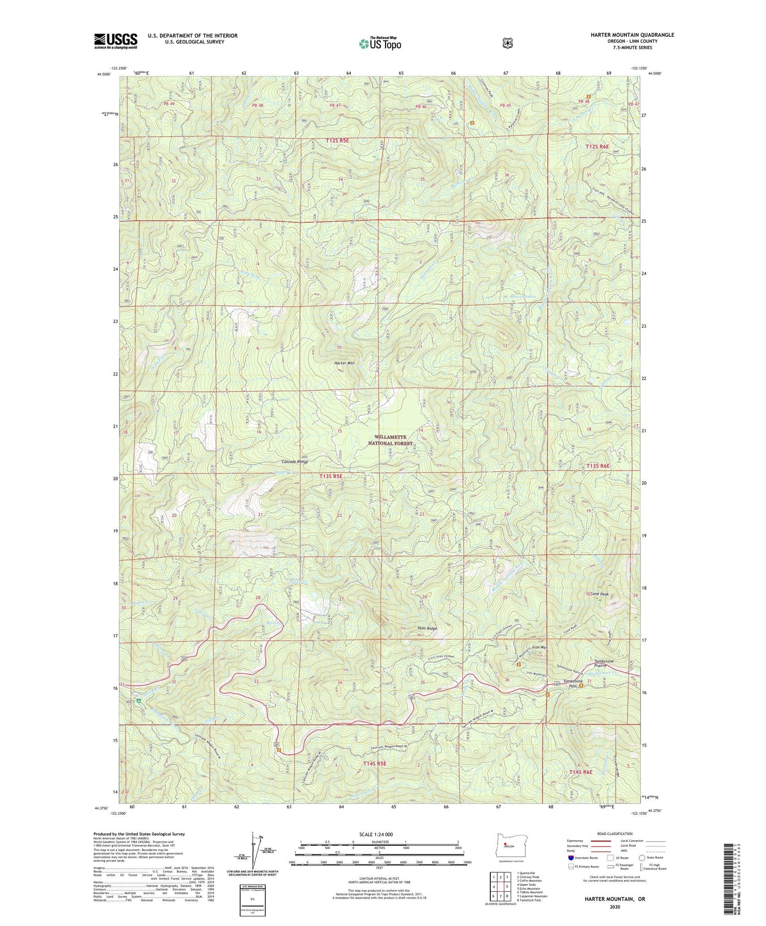 Harter Mountain Oregon US Topo Map Image
