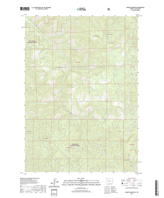 Harvey Mountain Oregon US Topo Map Image