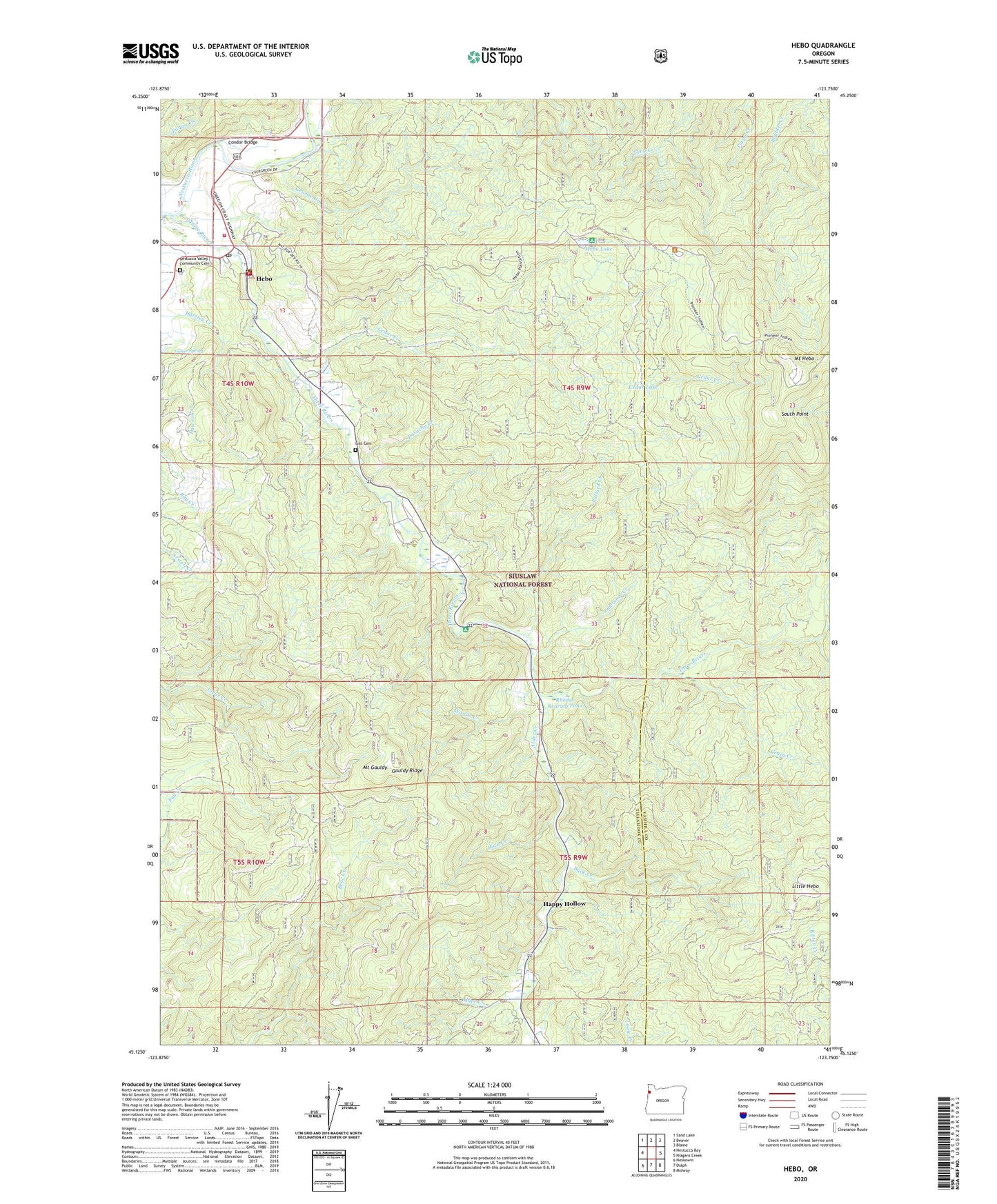 Hebo Oregon US Topo Map Image