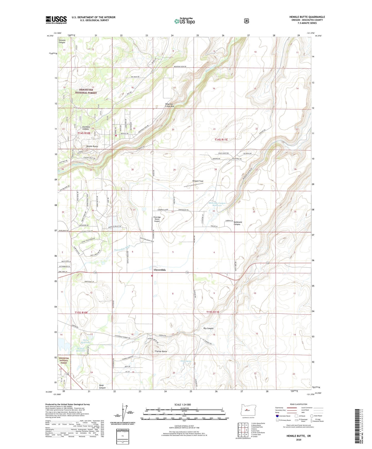 Henkle Butte Oregon US Topo Map Image