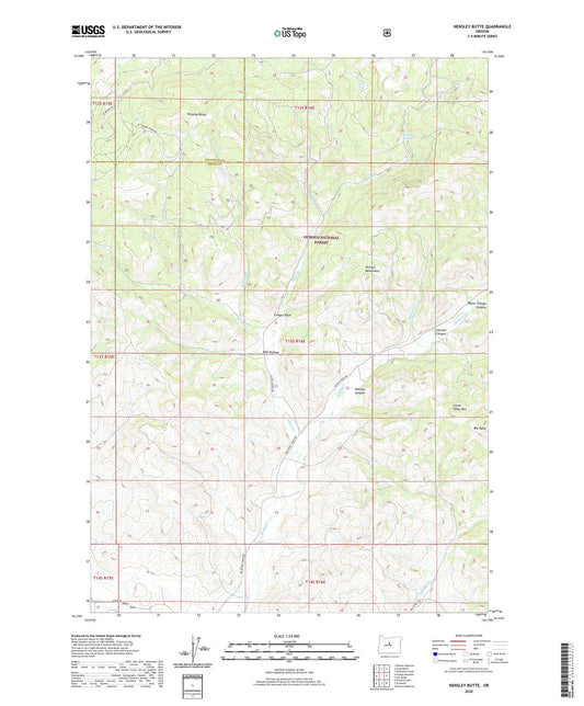 Hensley Butte Oregon US Topo Map Image