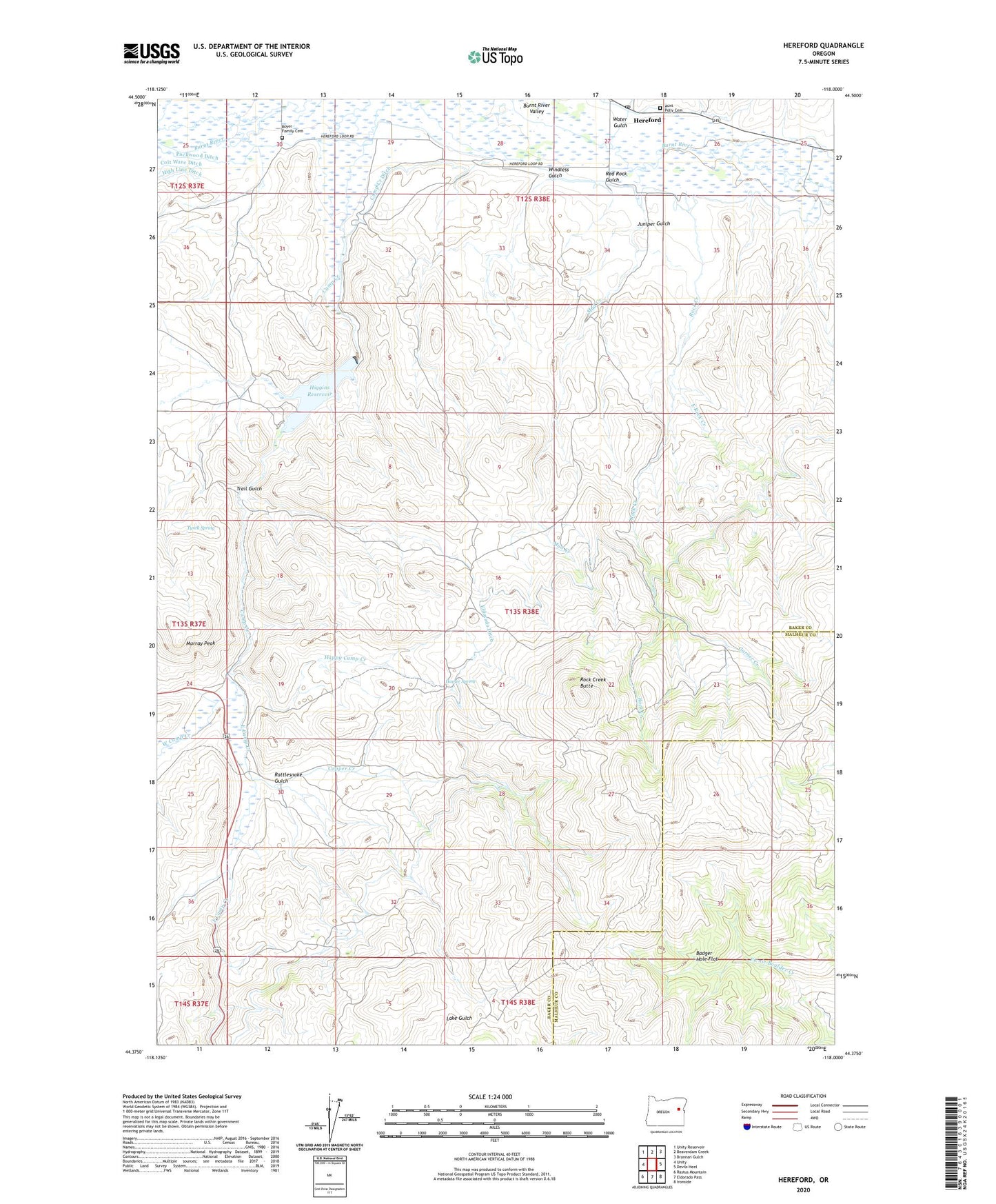 Hereford Oregon US Topo Map Image
