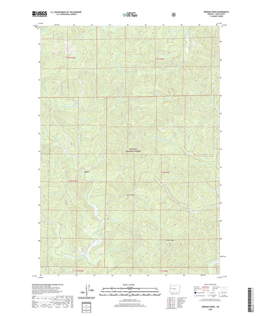 Herman Creek Oregon US Topo Map Image