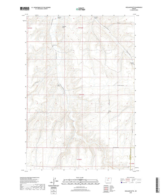 Hickland Butte Oregon US Topo Map Image