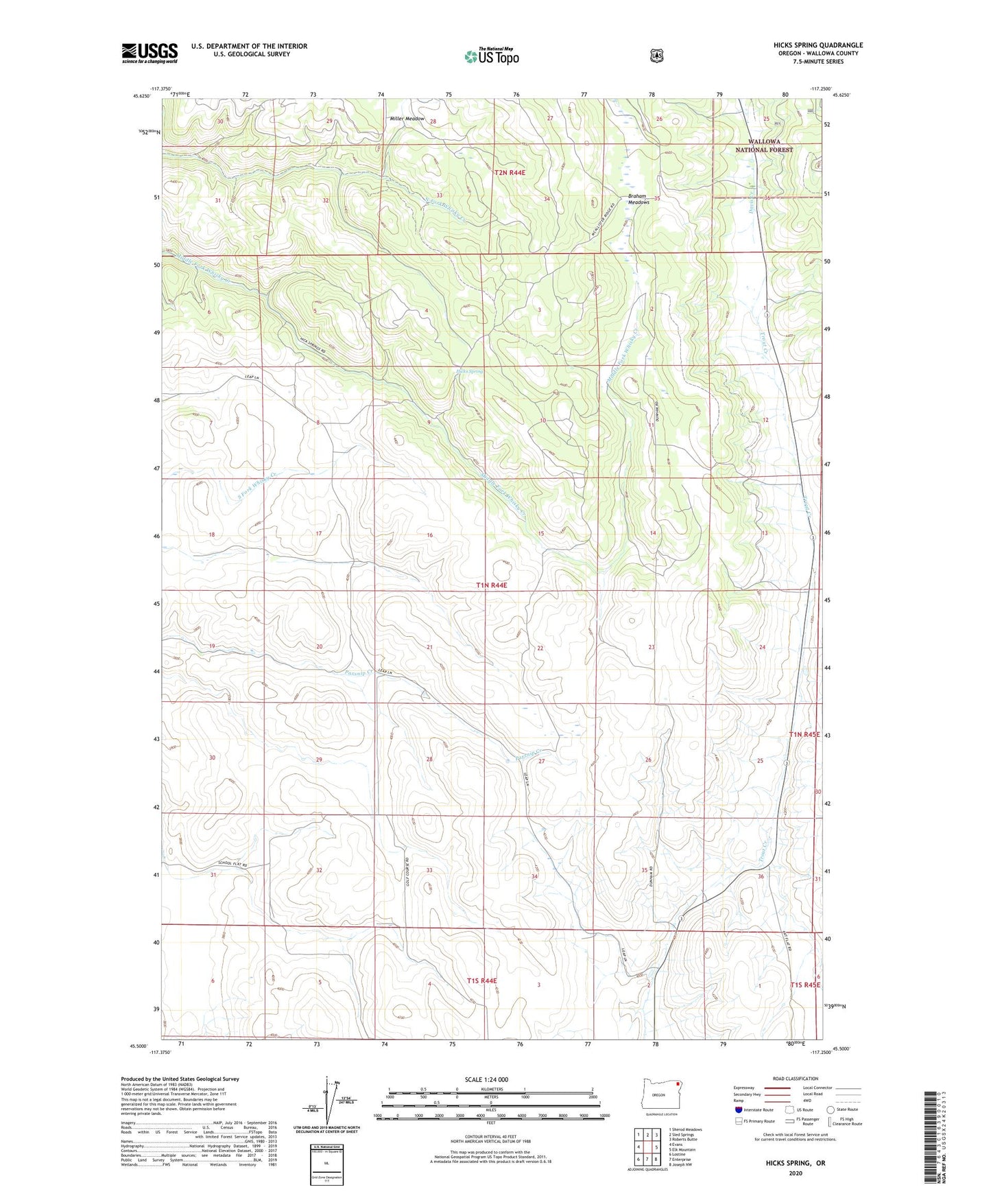 Hicks Spring Oregon US Topo Map Image