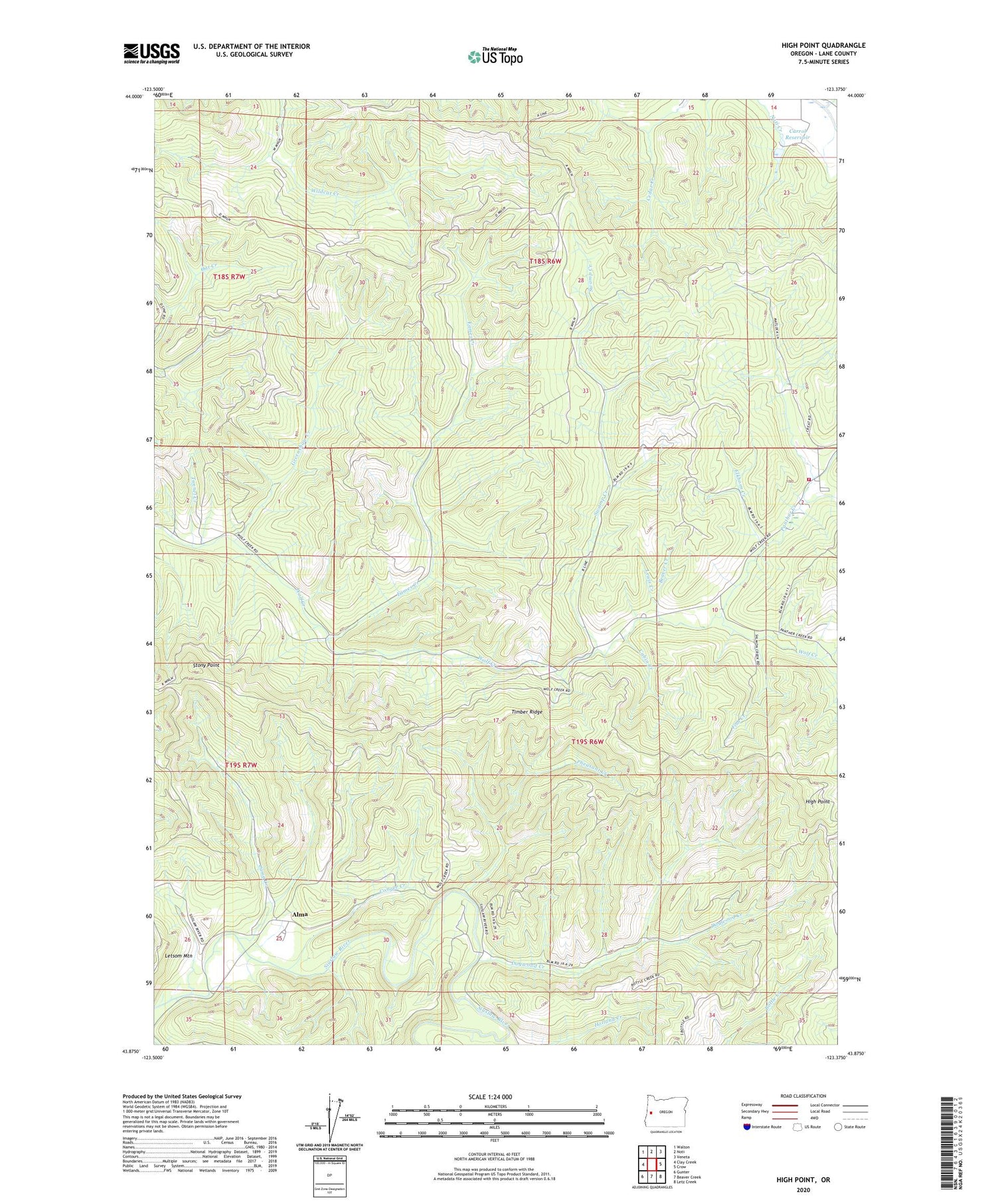 High Point Oregon US Topo Map Image