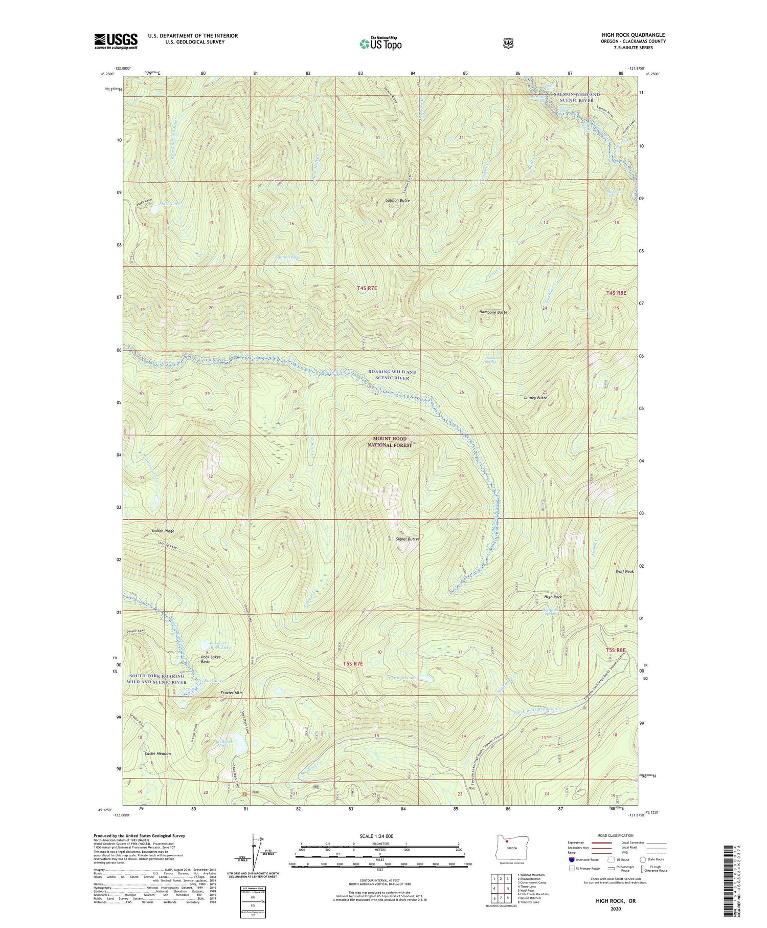 High Rock Oregon US Topo Map Image