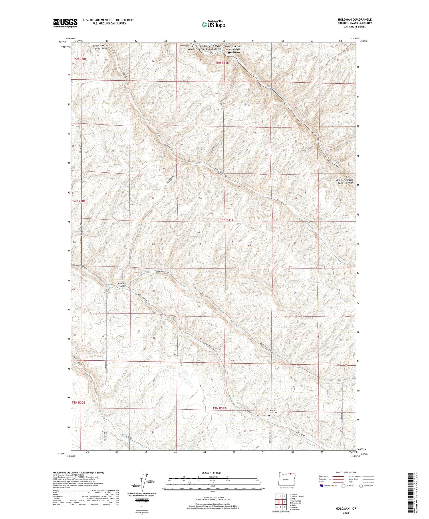 Holdman Oregon US Topo Map Image