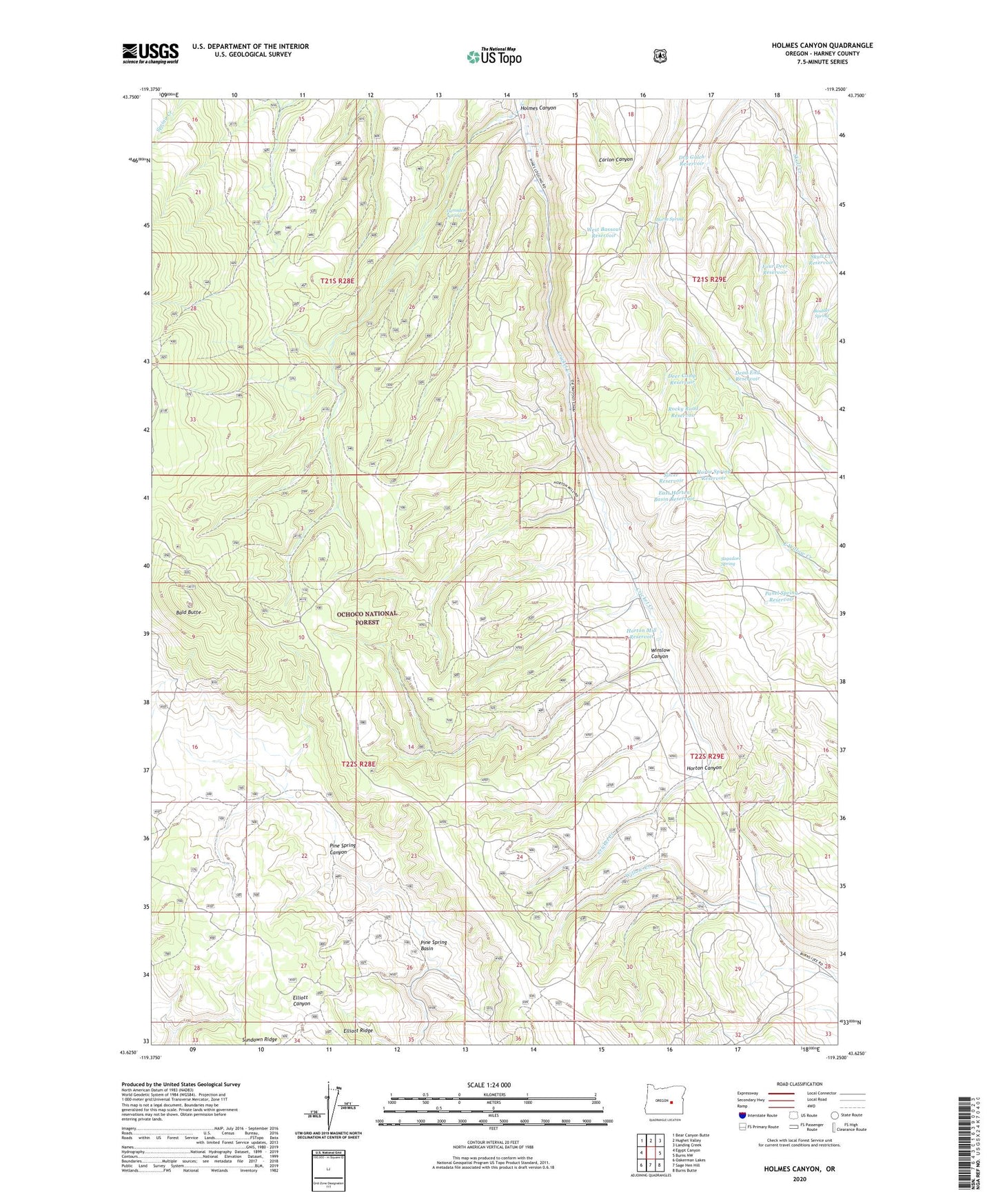 Holmes Canyon Oregon US Topo Map Image
