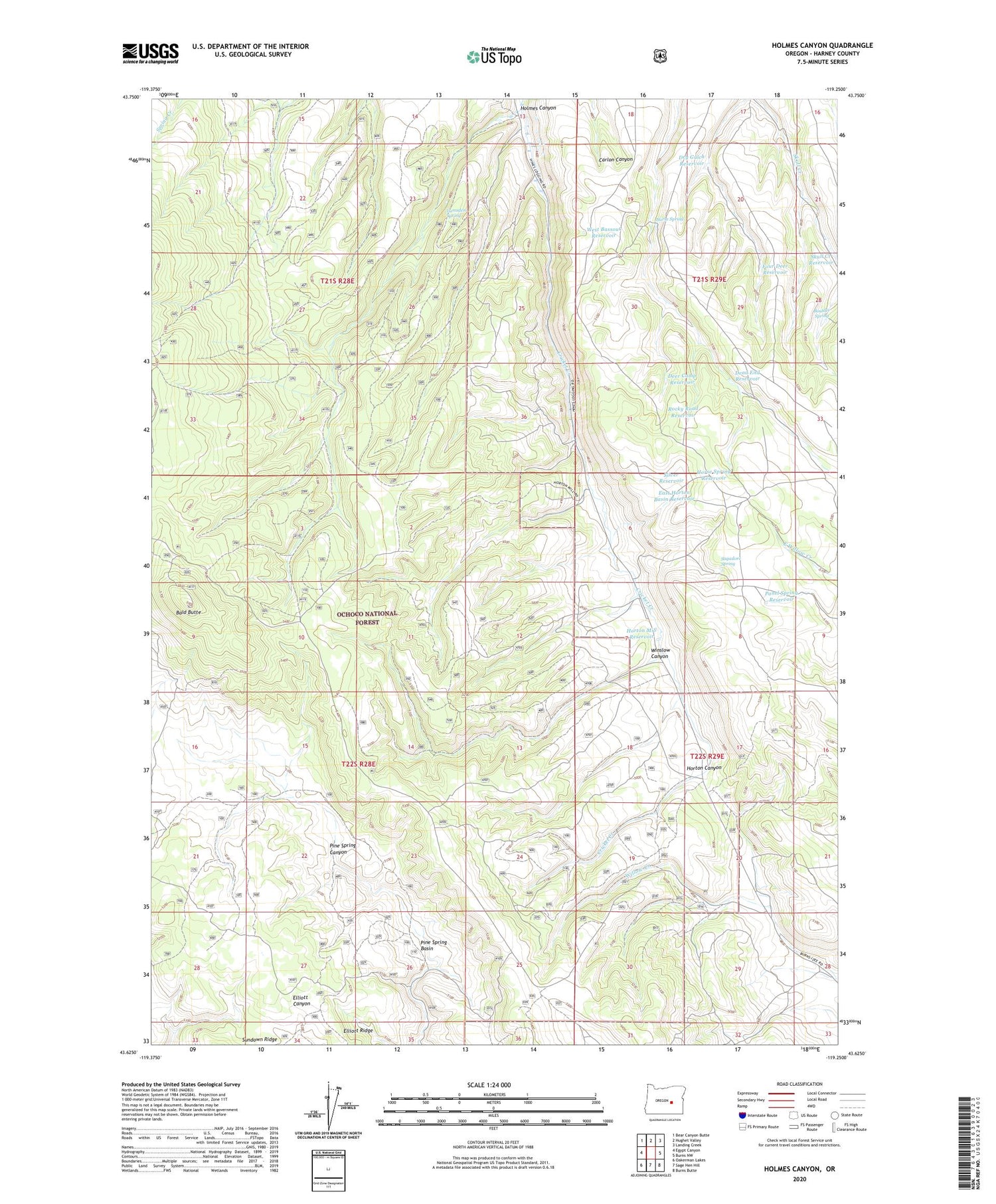 Holmes Canyon Oregon US Topo Map Image