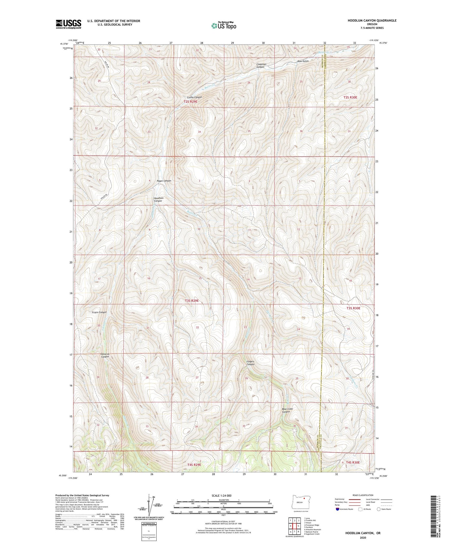 Hoodlum Canyon Oregon US Topo Map Image