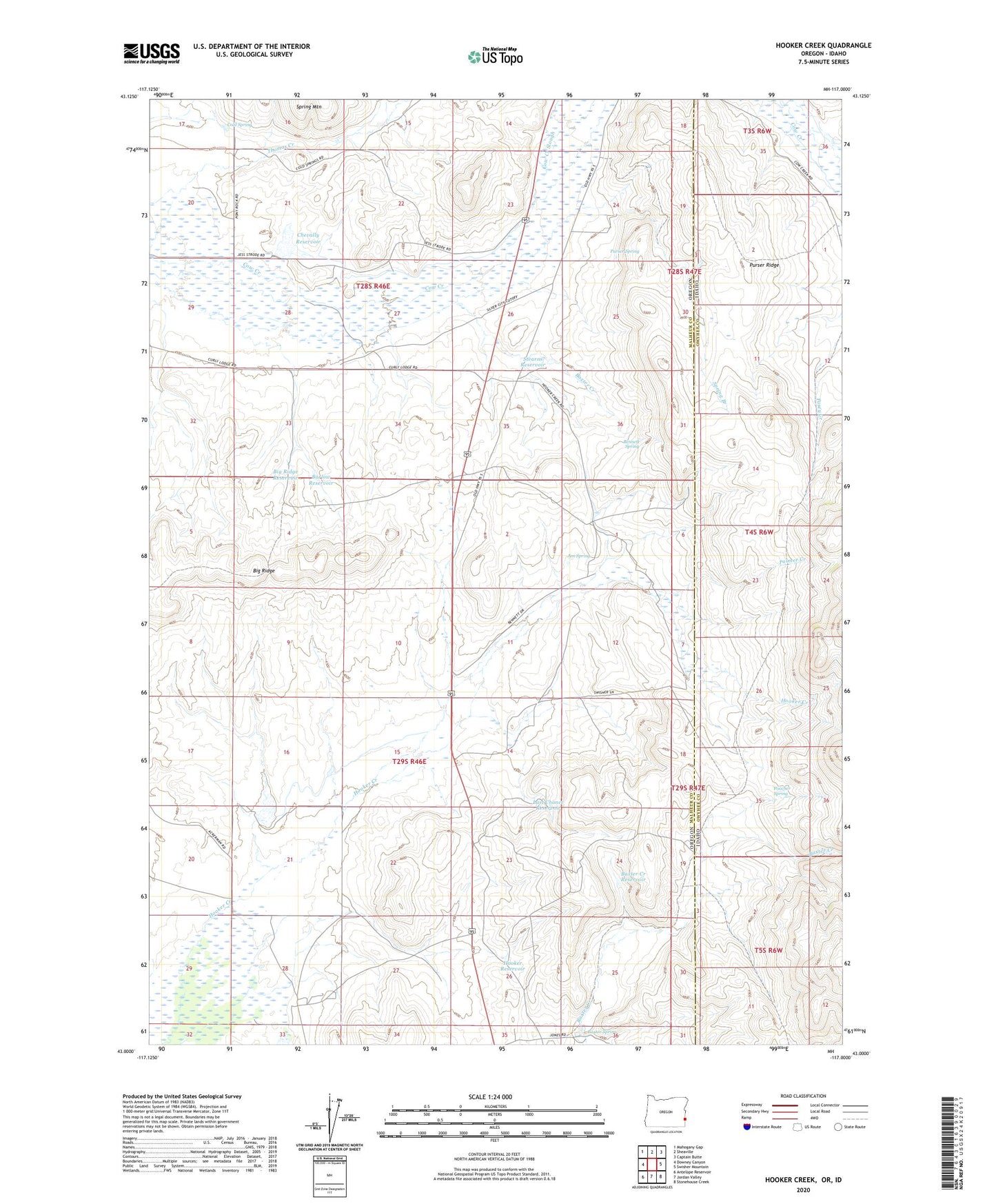 Hooker Creek Oregon US Topo Map Image