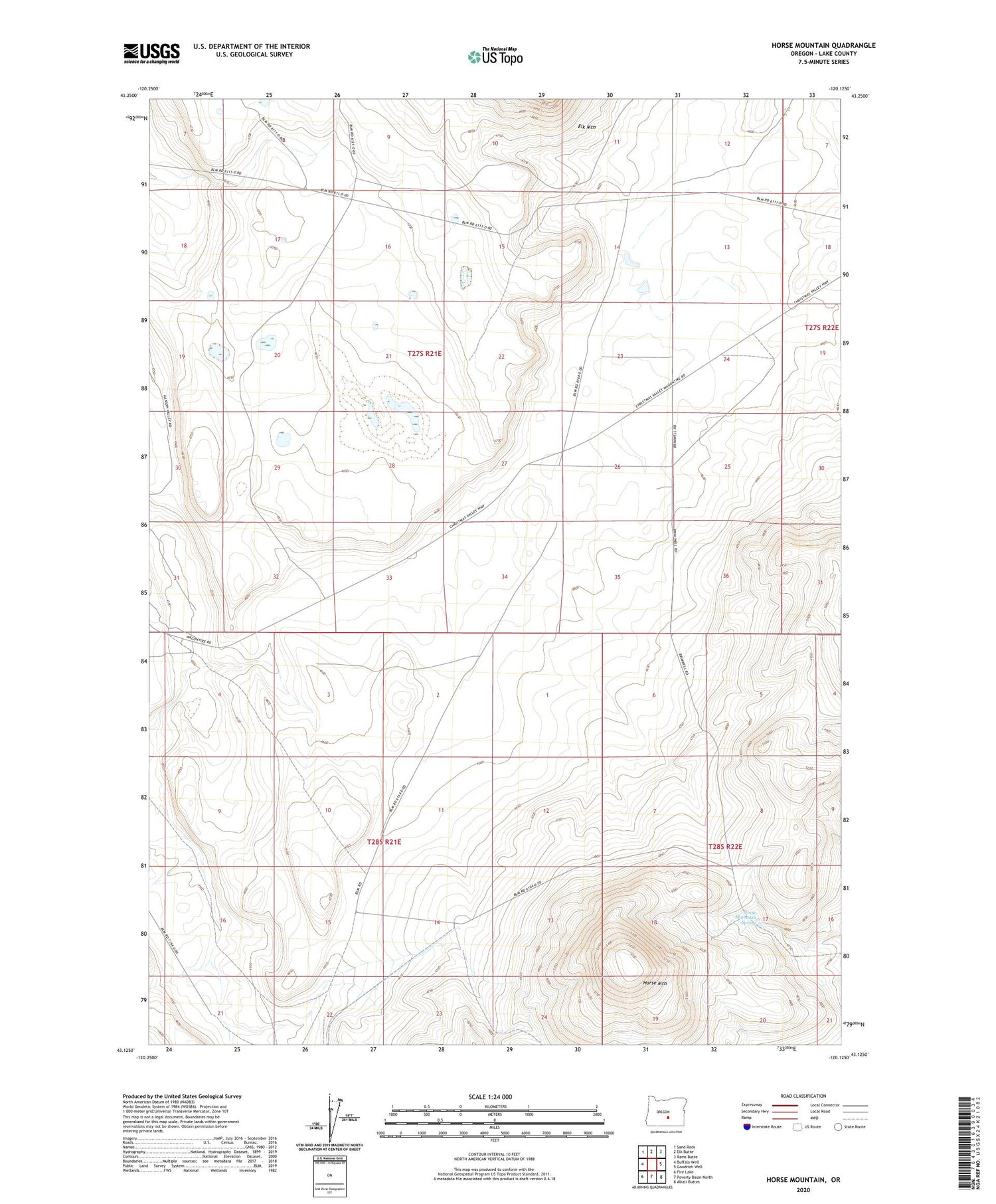 Horse Mountain Oregon US Topo Map Image