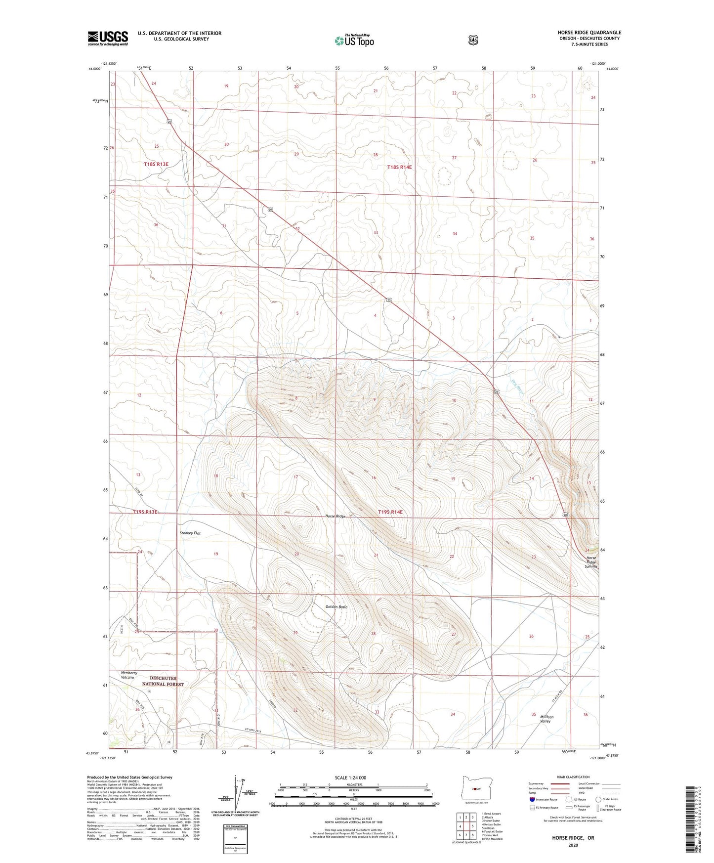 Horse Ridge Oregon US Topo Map Image
