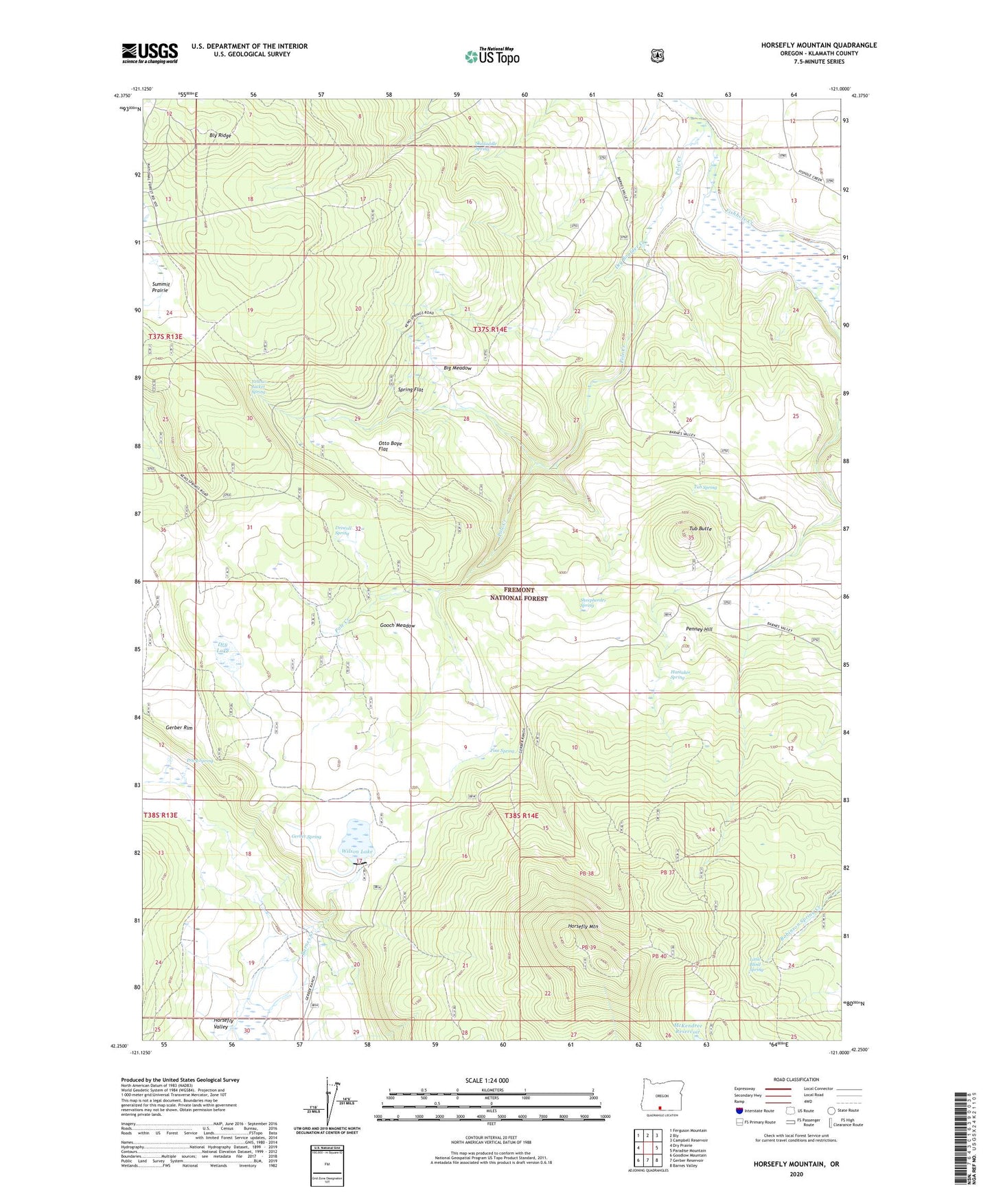 Horsefly Mountain Oregon US Topo Map Image