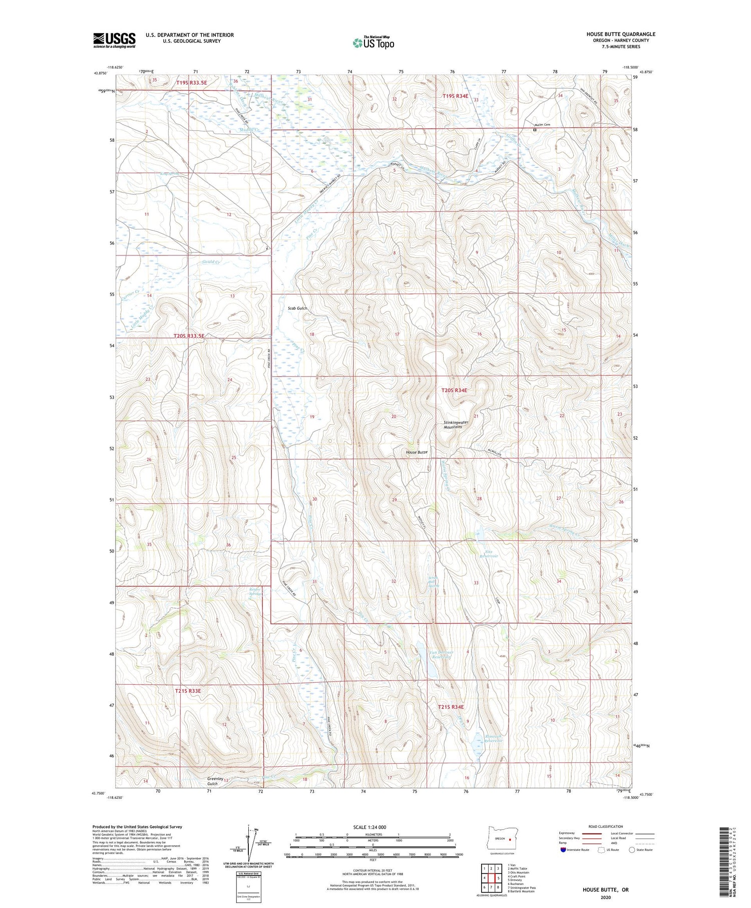 House Butte Oregon US Topo Map Image