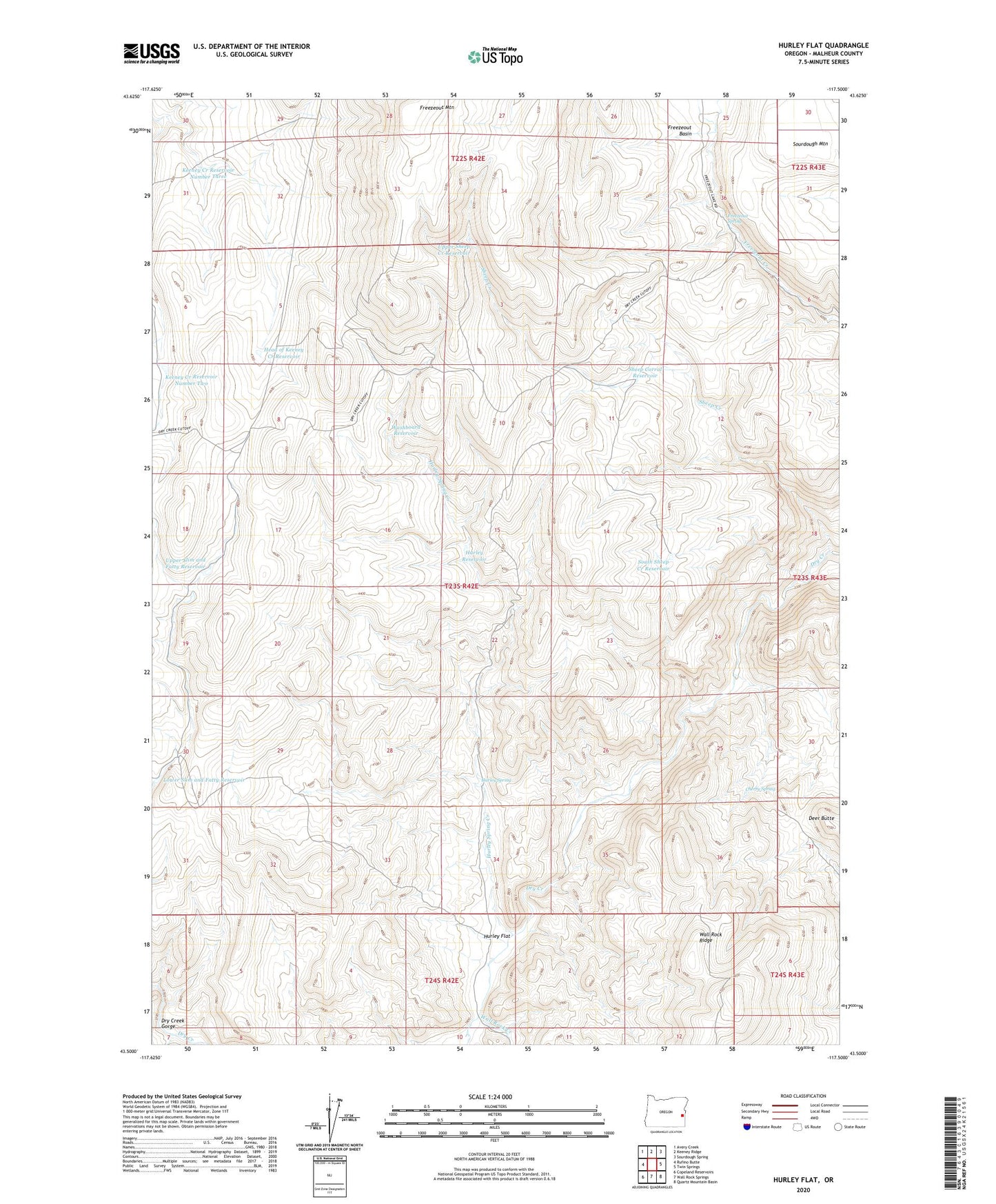 Hurley Flat Oregon US Topo Map Image