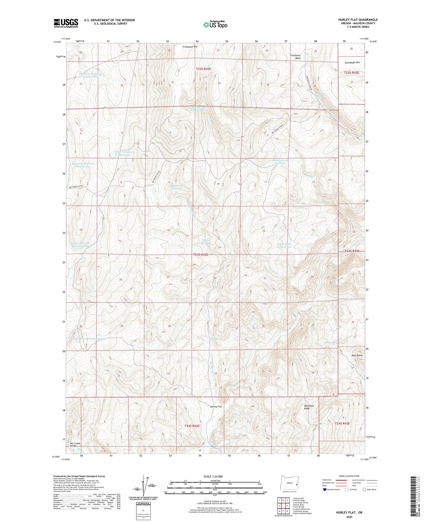 Hurley Flat Oregon US Topo Map Image