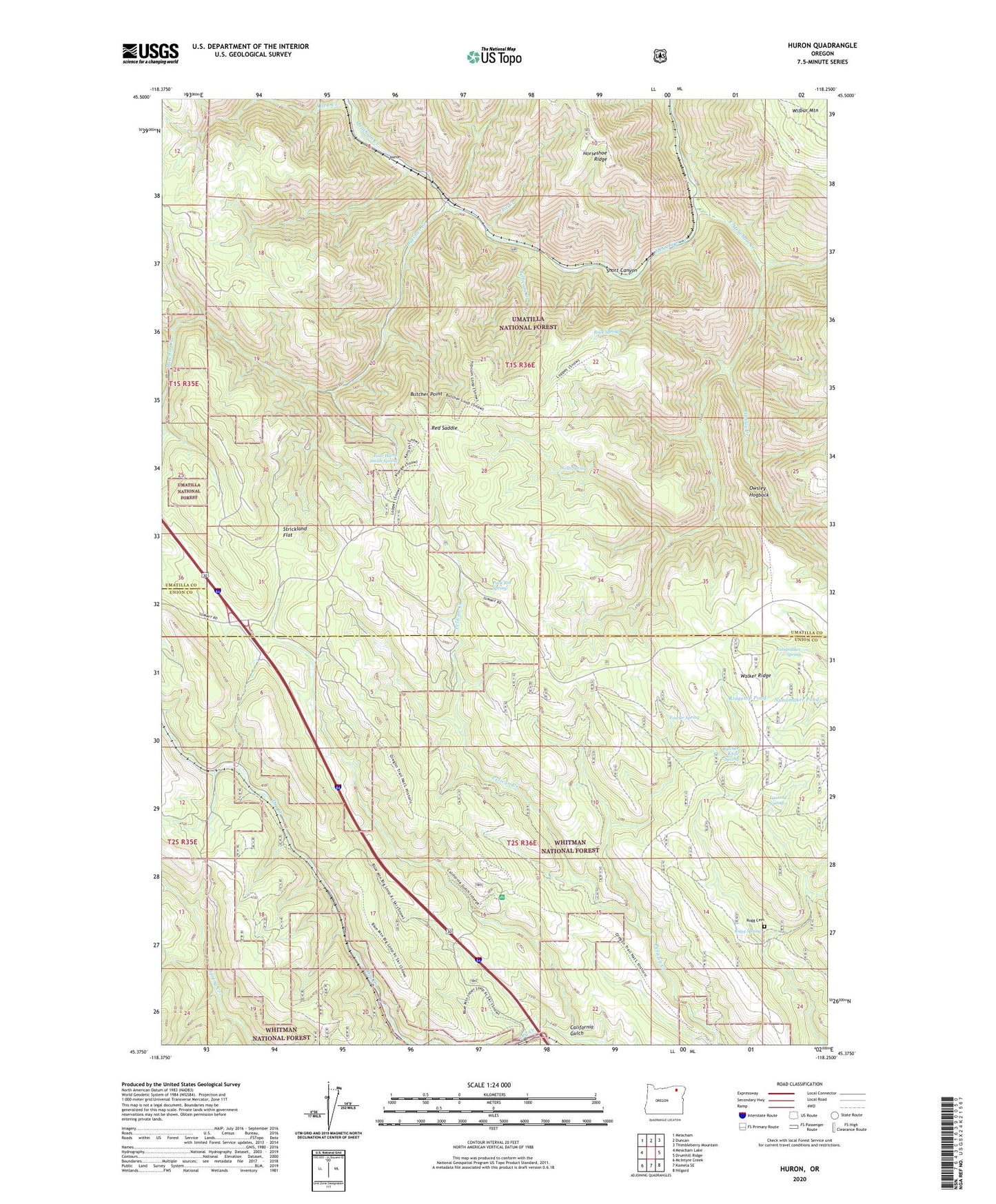 Huron Oregon US Topo Map Image