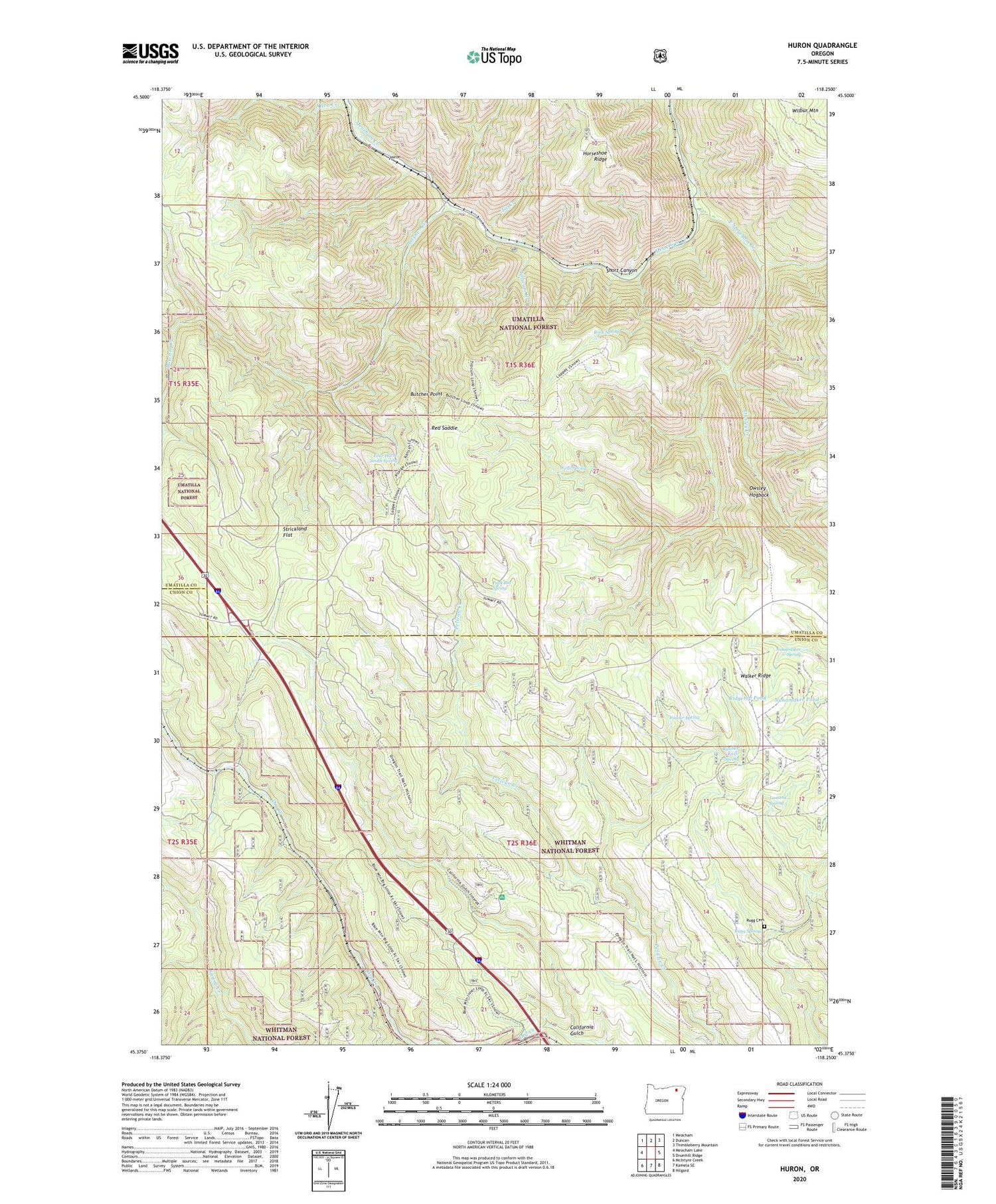 Huron Oregon US Topo Map Image