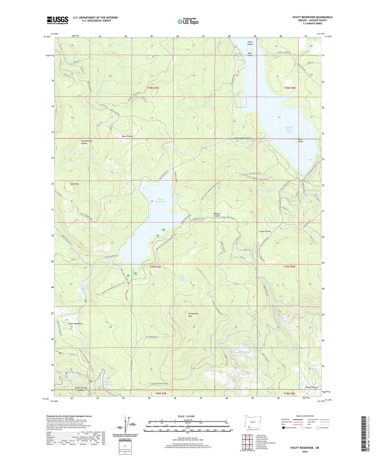 Hyatt Reservoir Oregon US Topo Map Image