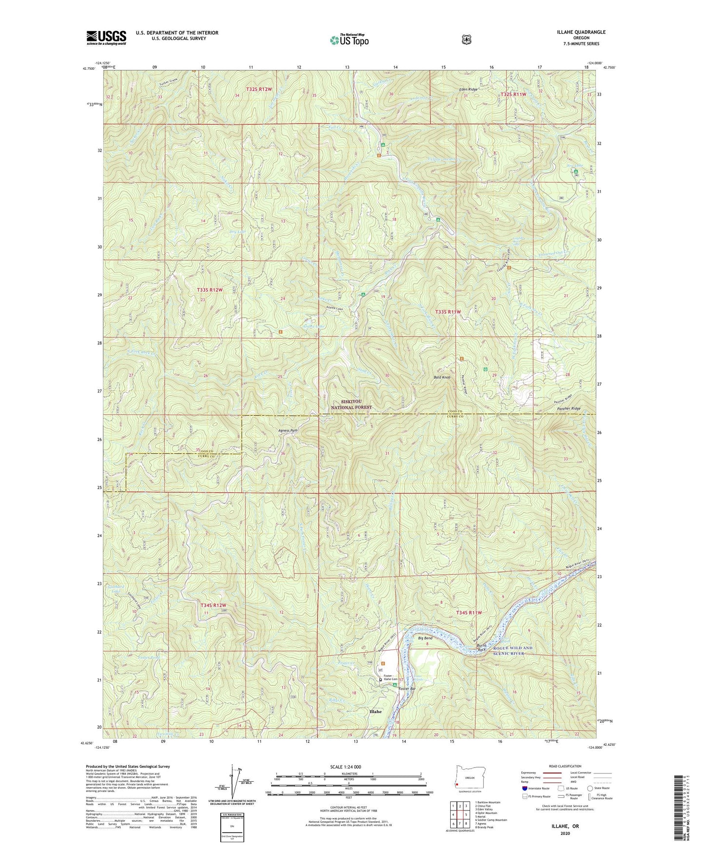 Illahe Oregon US Topo Map Image