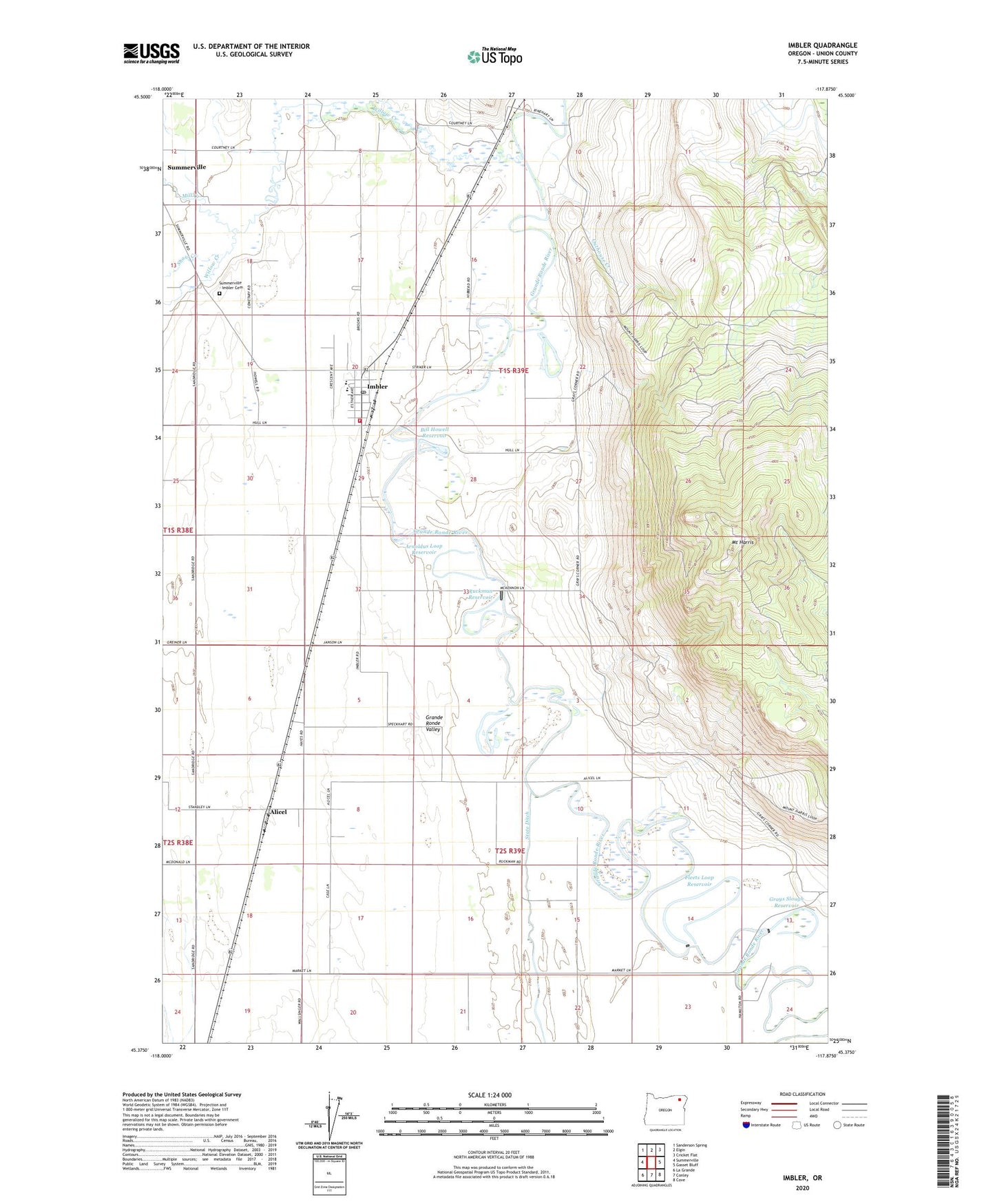 Imbler Oregon US Topo Map Image