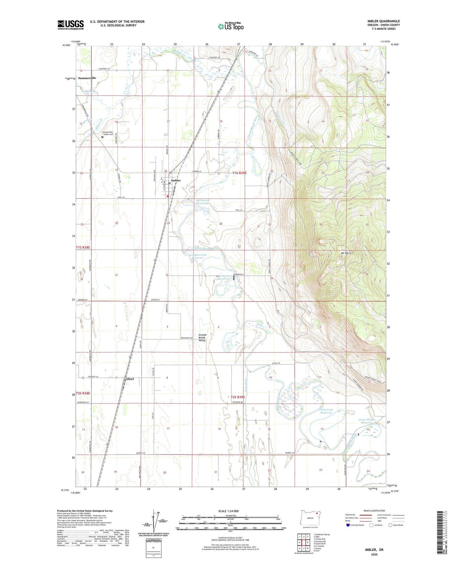 Imbler Oregon US Topo Map Image