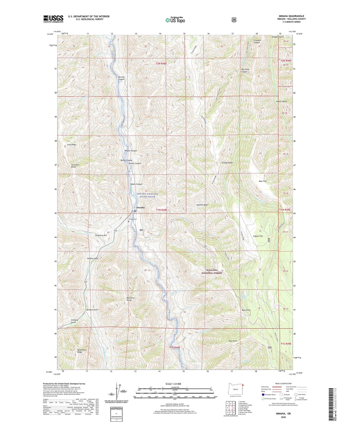 Imnaha Oregon US Topo Map Image