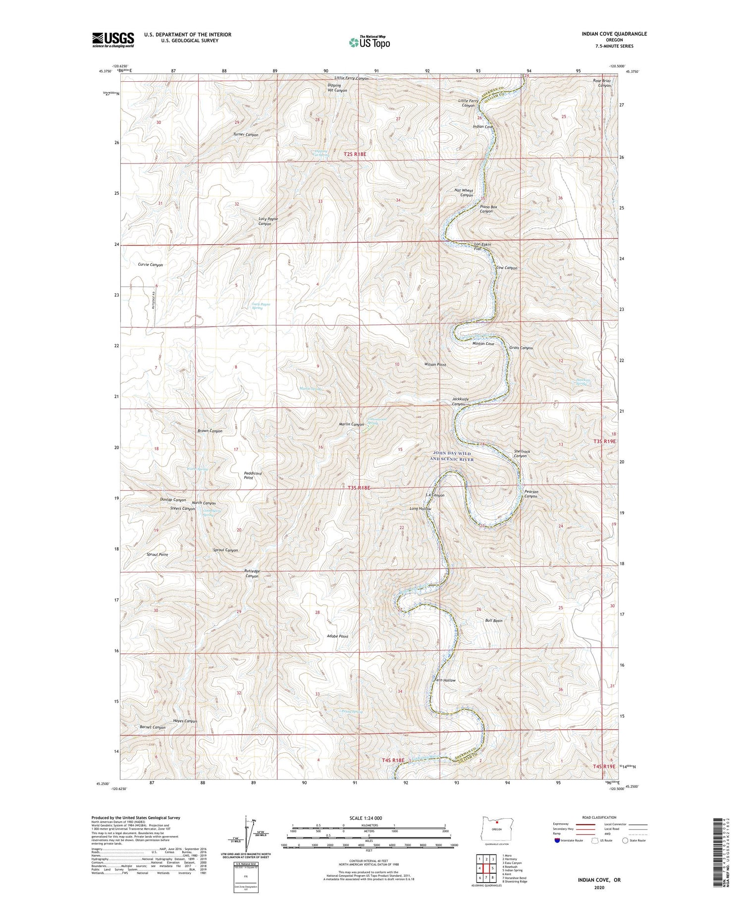 Indian Cove Oregon US Topo Map Image