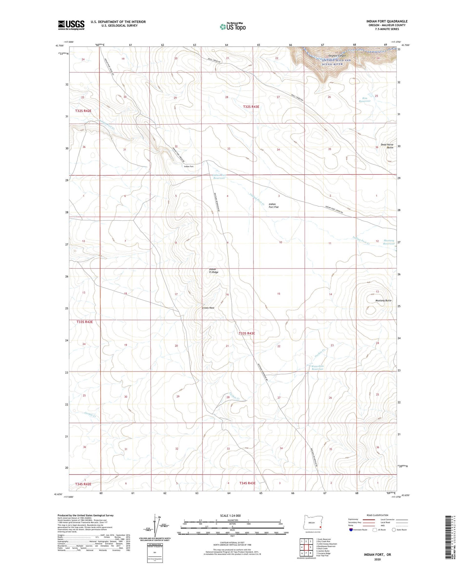 Indian Fort Oregon US Topo Map Image