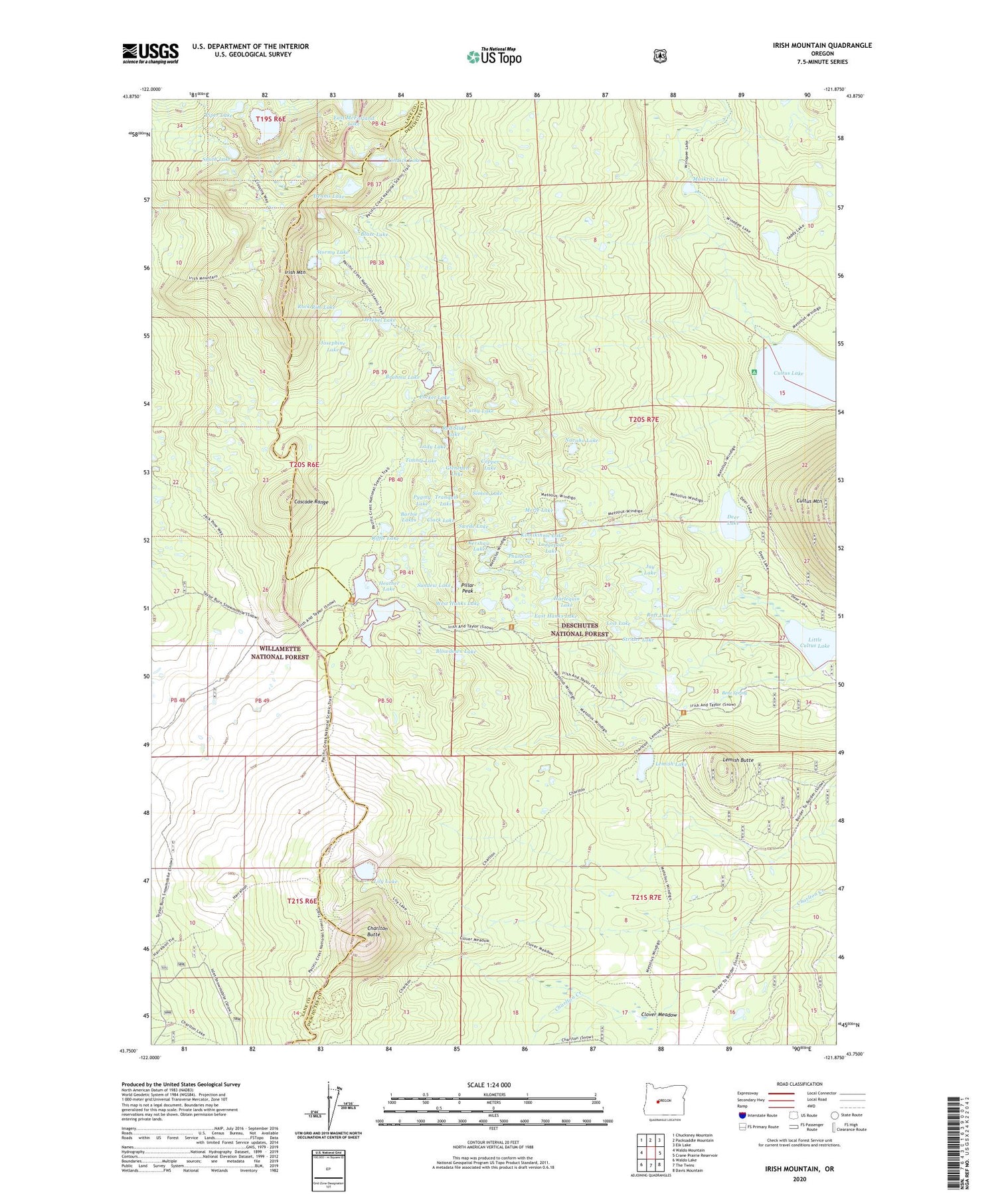 Irish Mountain Oregon US Topo Map Image
