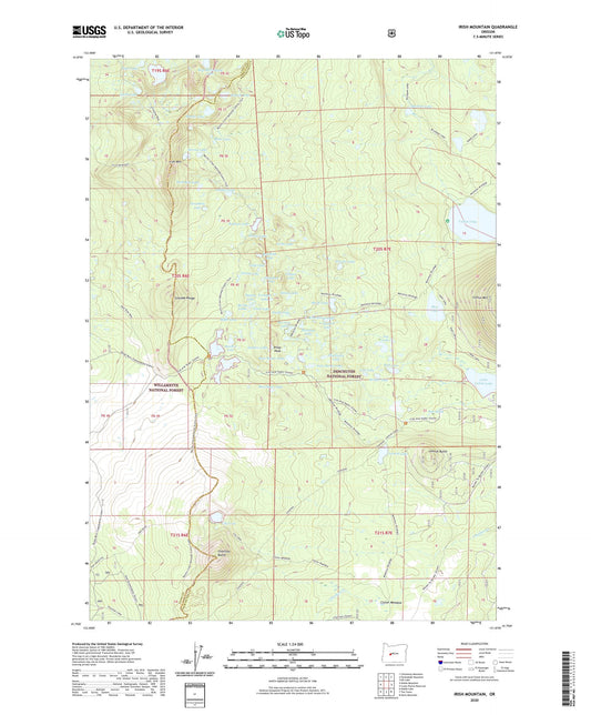 Irish Mountain Oregon US Topo Map Image