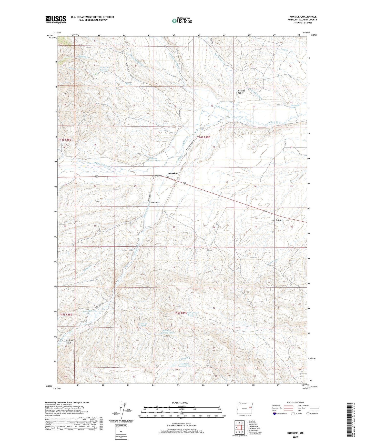 Ironside Oregon US Topo Map Image