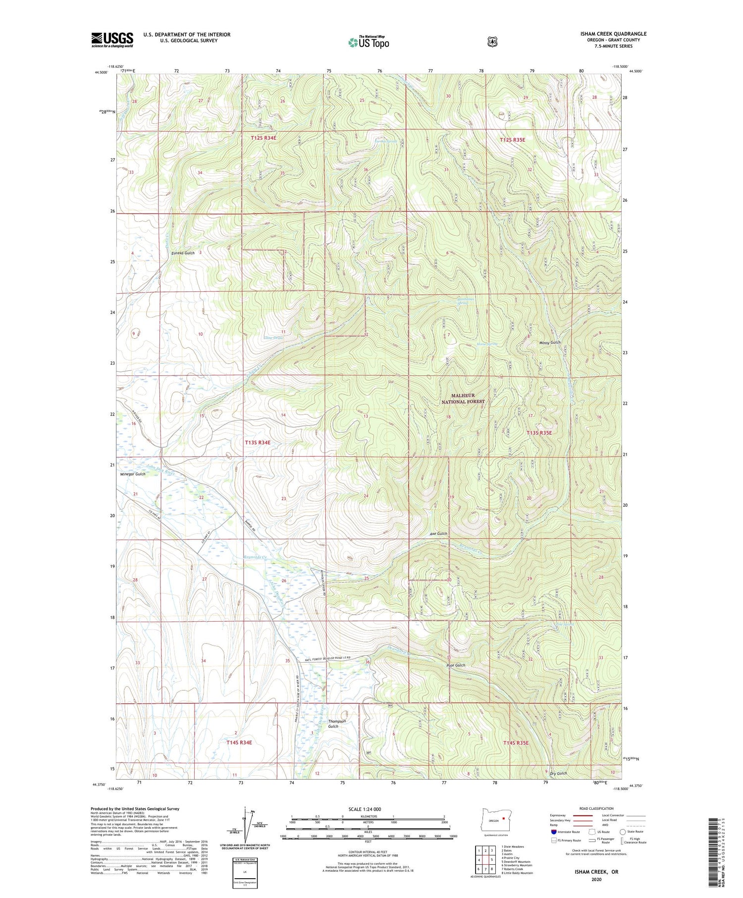 Isham Creek Oregon US Topo Map Image