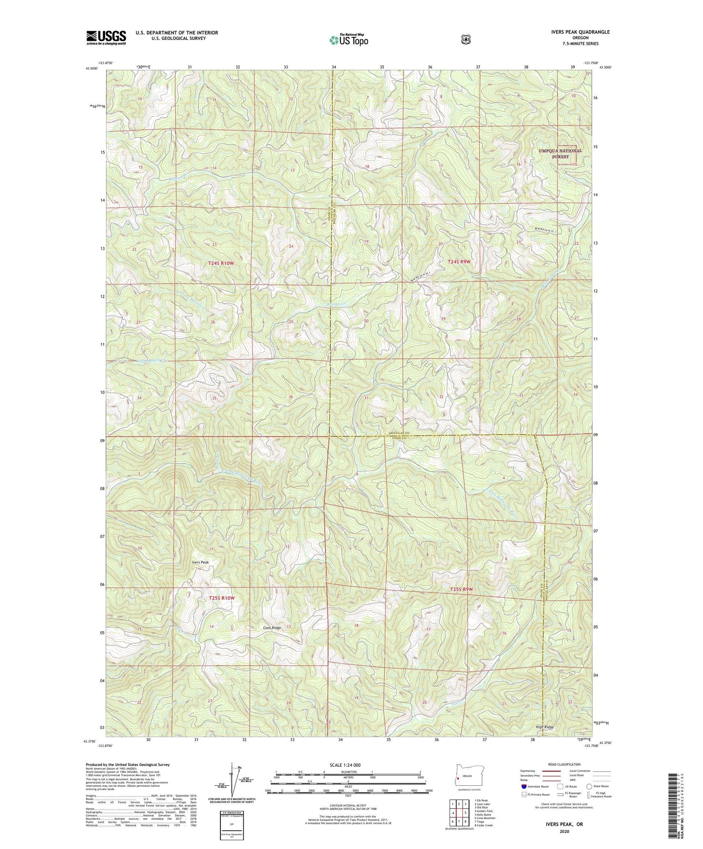 Ivers Peak Oregon US Topo Map Image
