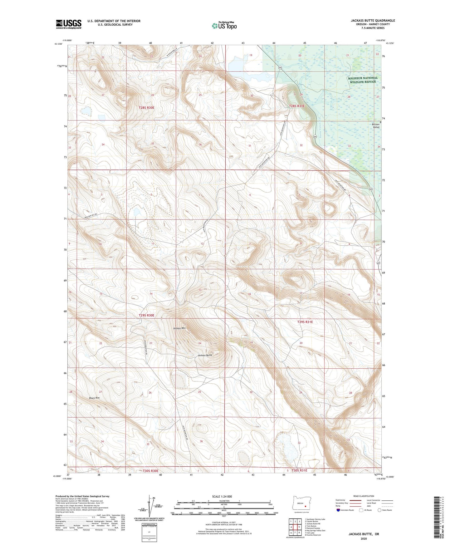Jackass Butte Oregon US Topo Map Image