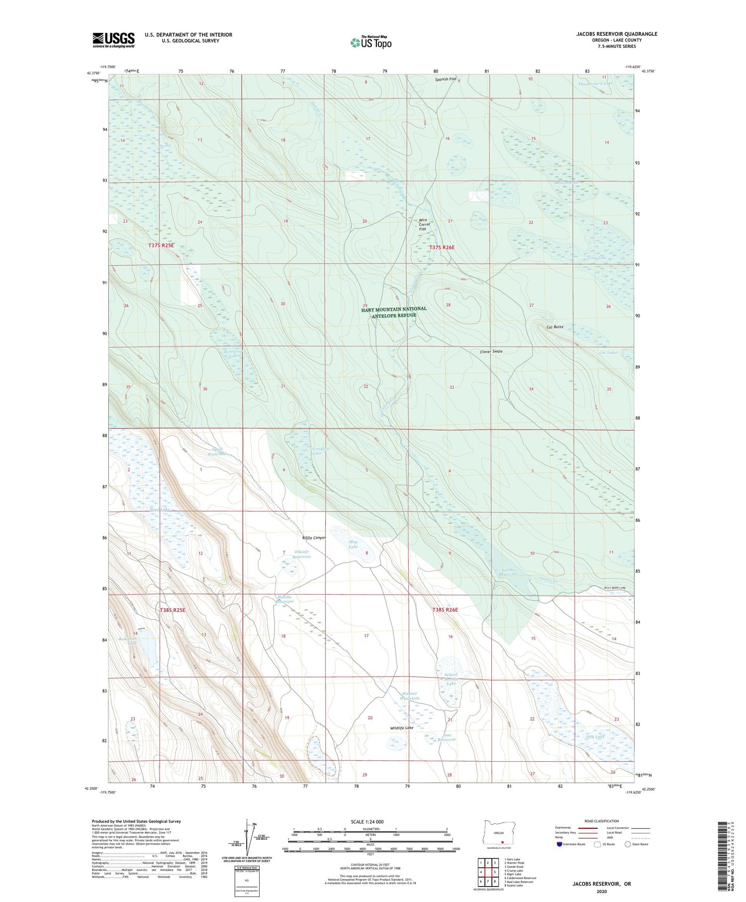 Jacobs Reservoir Oregon US Topo Map Image