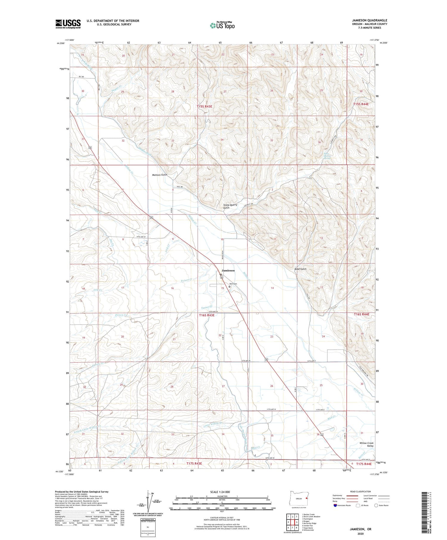 Jamieson Oregon US Topo Map Image