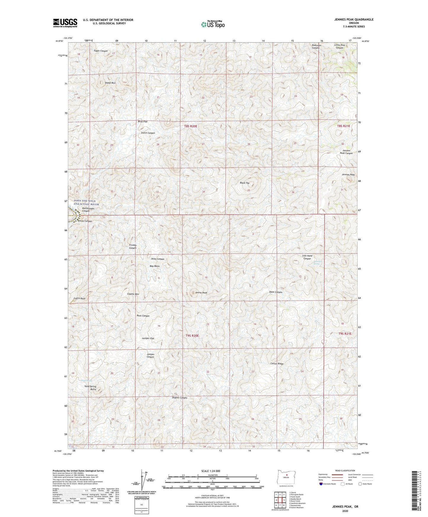 Jennies Peak Oregon US Topo Map Image