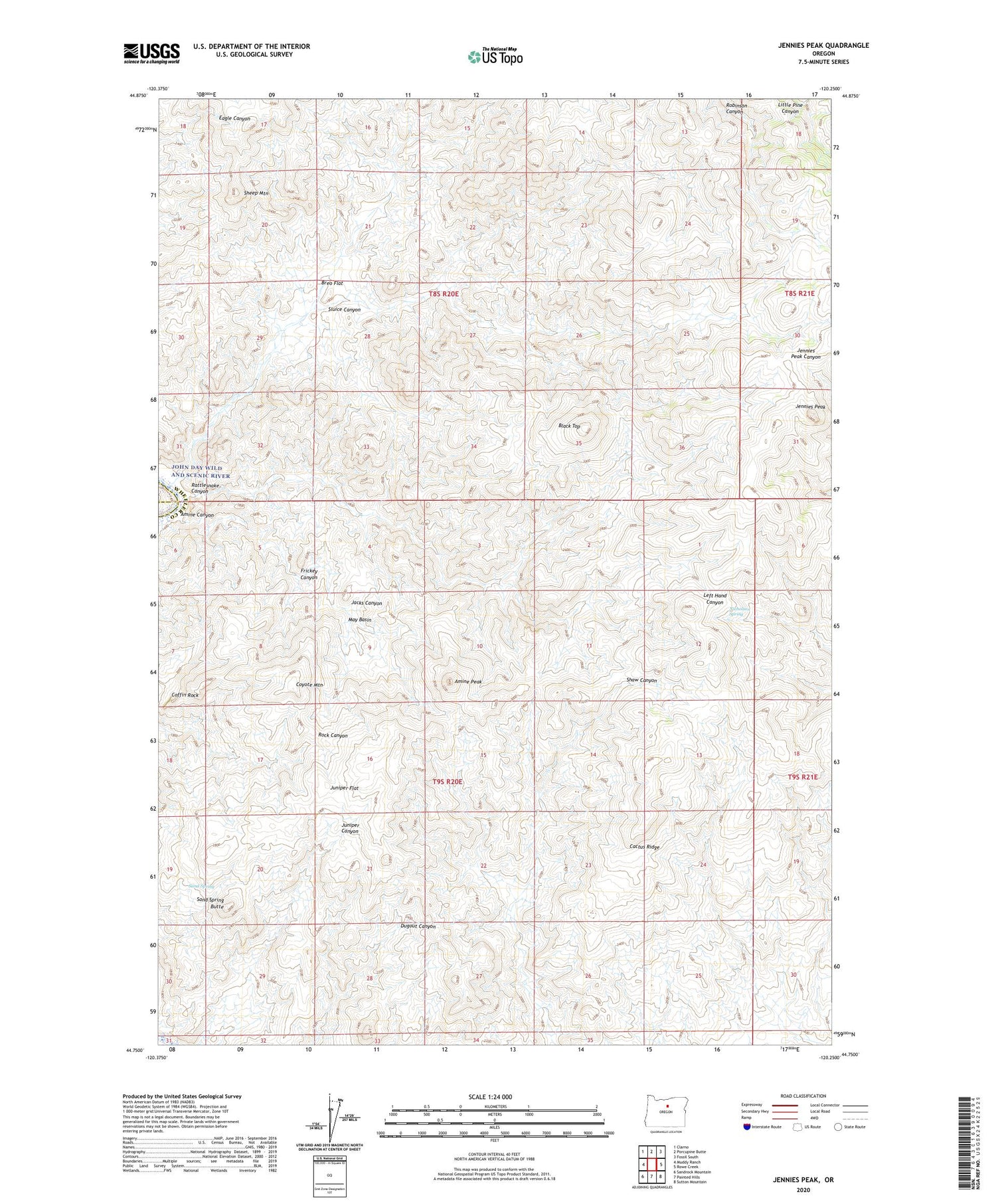 Jennies Peak Oregon US Topo Map Image