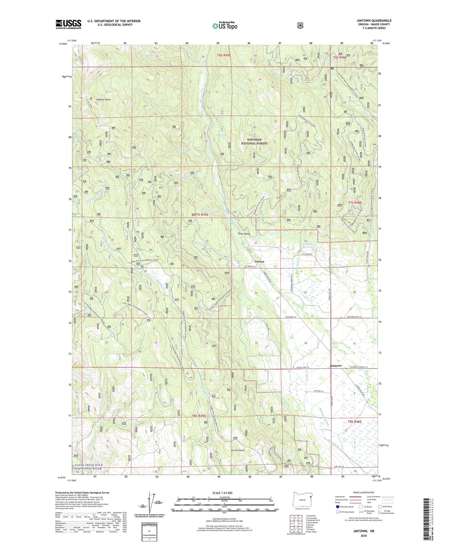 Jimtown Oregon US Topo Map Image